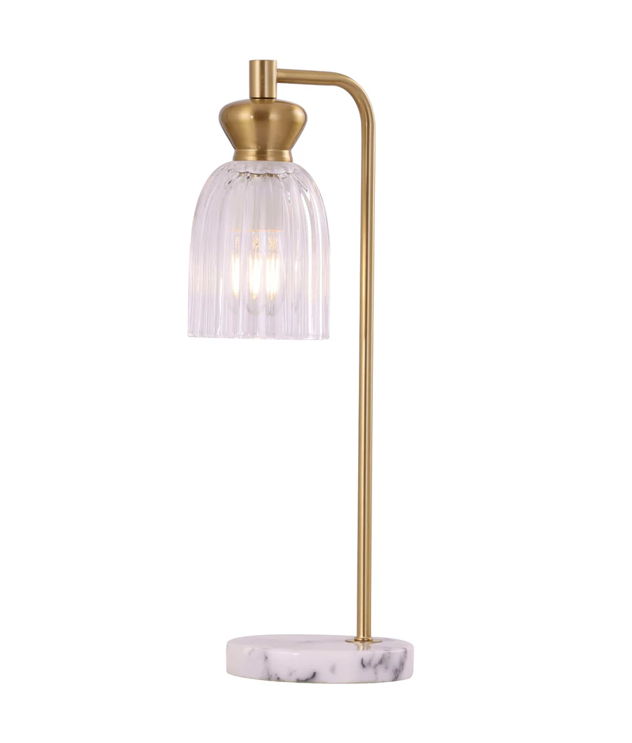 CLA Sino Interior Ellipse Clear Glass Shade Marble Base Table Lamps