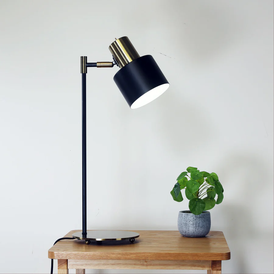 Clearance - Oriel Ari Mid-Century Task Lamp Black and Antique Brass