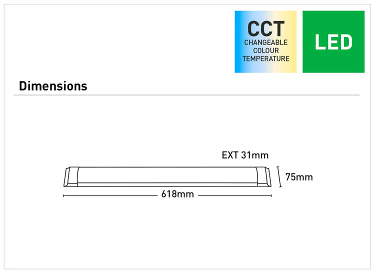 Mercator Neo 28W LED CCT Batten Light